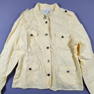 Relativity XL 100% Linen yellow button up light jacket